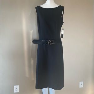 Tahari Black Belted Sheath Dress - Size 10